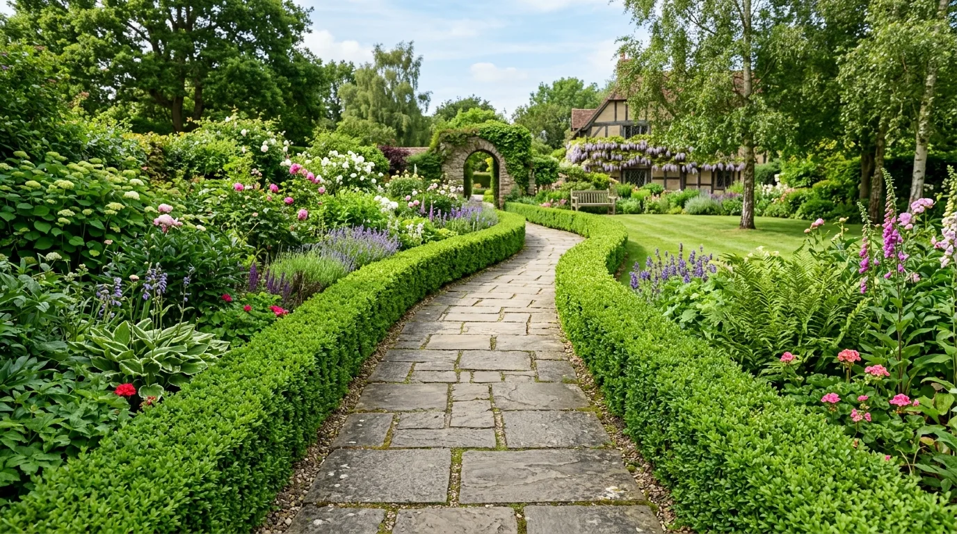 Boxwood With Seasonal Flowers